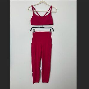 Lululemon Bra and Leggings Yoga Set in Hot Pink - Size M / L